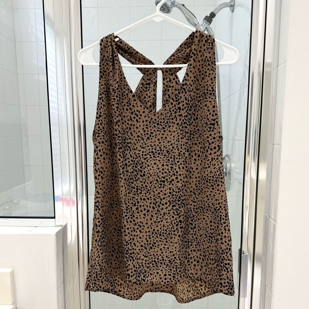 VICI Razorback Camisole Blouse Leopard Print Brown Black Size Small